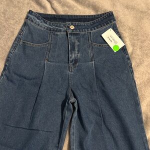 Entro Dark Blue Wide-Leg High-Rise Jeans